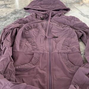 Women's Hooded Zip Jacket - Mauve REVERSIBLE